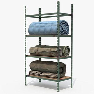 3D Fabric rolls on shelves model