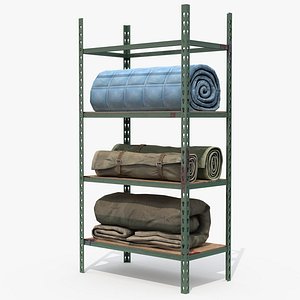 Fabric rolls on shelves