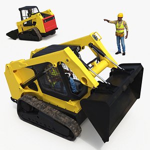 Skid Steer or Compact Track Loader with Operator Rigged 3D model