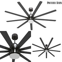 Pottery barn Odyn IndoorOutdoor Ceiling Fan Brushed Nickel With Brushed Nickel Blades