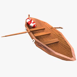 wood boat 3d obj