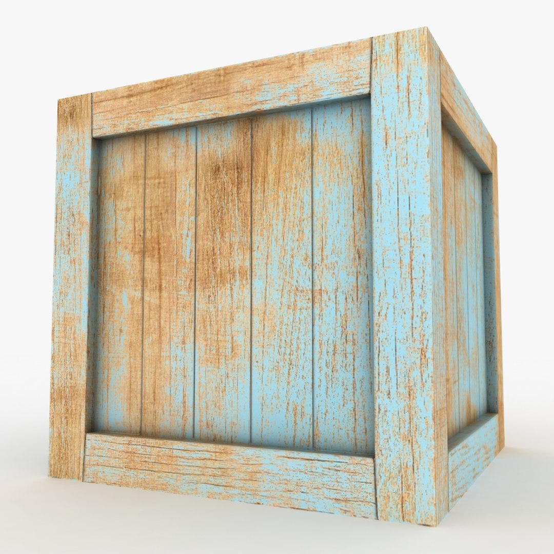 Realistic Wooden Box 01 3d Model