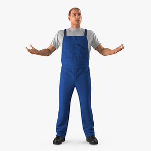 worker wearing boiler suit 3D model