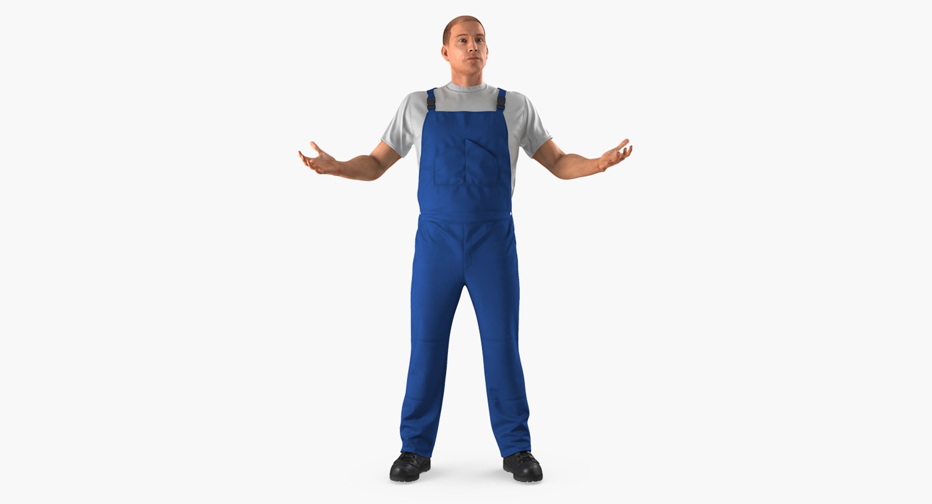 Worker Wearing Boiler Suit Rigged 3D model for industrial visualization, technical presentation, simulation, product rendering, and animation