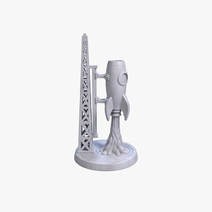 Rocket Launchpad Pen Holder Liftoff Desk Organizer STL File 3D Printable File 3D