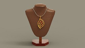3D Bezel set diamond leaf pendant