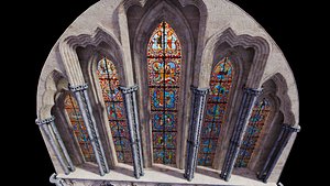 3D Gothic Nave High Altar Stained Glass - ONLY model