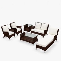 Wing garden furniture - Synthetic rattan, loveseat, armchair, coffee table, side table, lounger