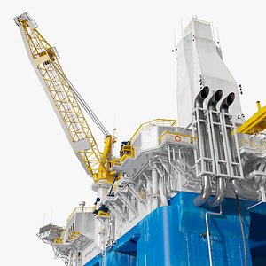 Semi-Submersible Offshore Oil Rig Platform Rigged 3D model