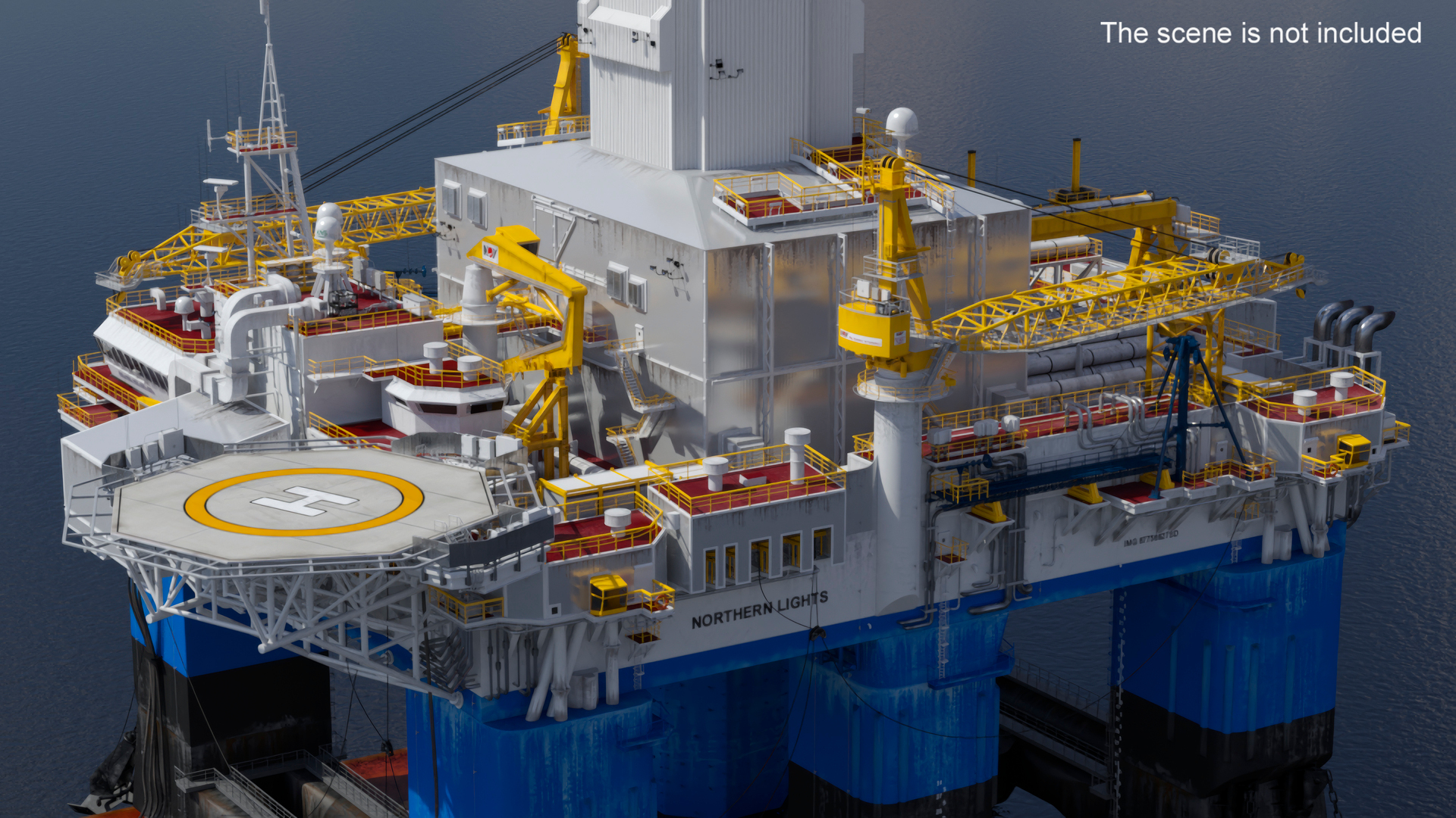 modelo 3d Plataforma petrolera semisumergible marina equipada ...