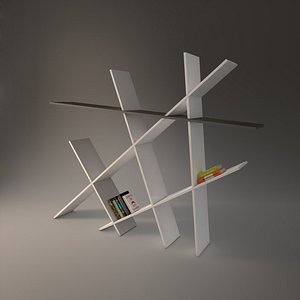 3d bookshelf interior decorations model