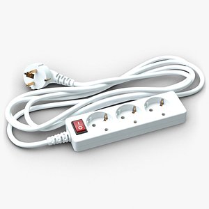 electrical extension cord europe 3d model