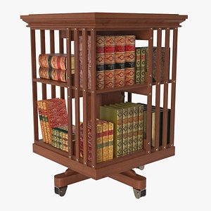 Revolving Bookcase with Bookset 3D