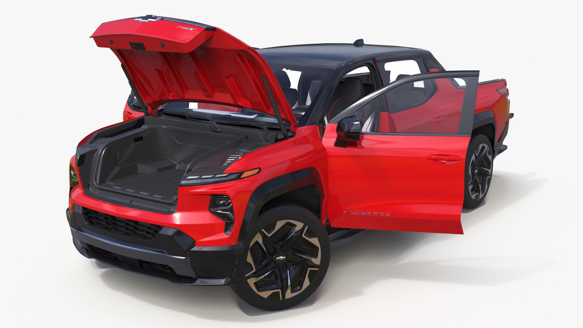 Chevrolet Silverado EV 2024 Red Rigged for Maya 3D model preview