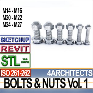 Bolts Nuts Vol 1 ISO 261 262 STL Printable