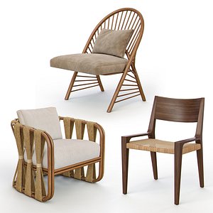rattan wicker chairs 3D