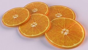 3D model citrus orange fruit slices