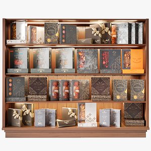 3D Display case with gift candies in a supermarket model