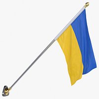 Ukraine Cloth Flag Wall Mount Animated Loop