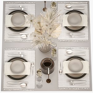 Table setting for 4 persons with a bouquet of dried flowers 31