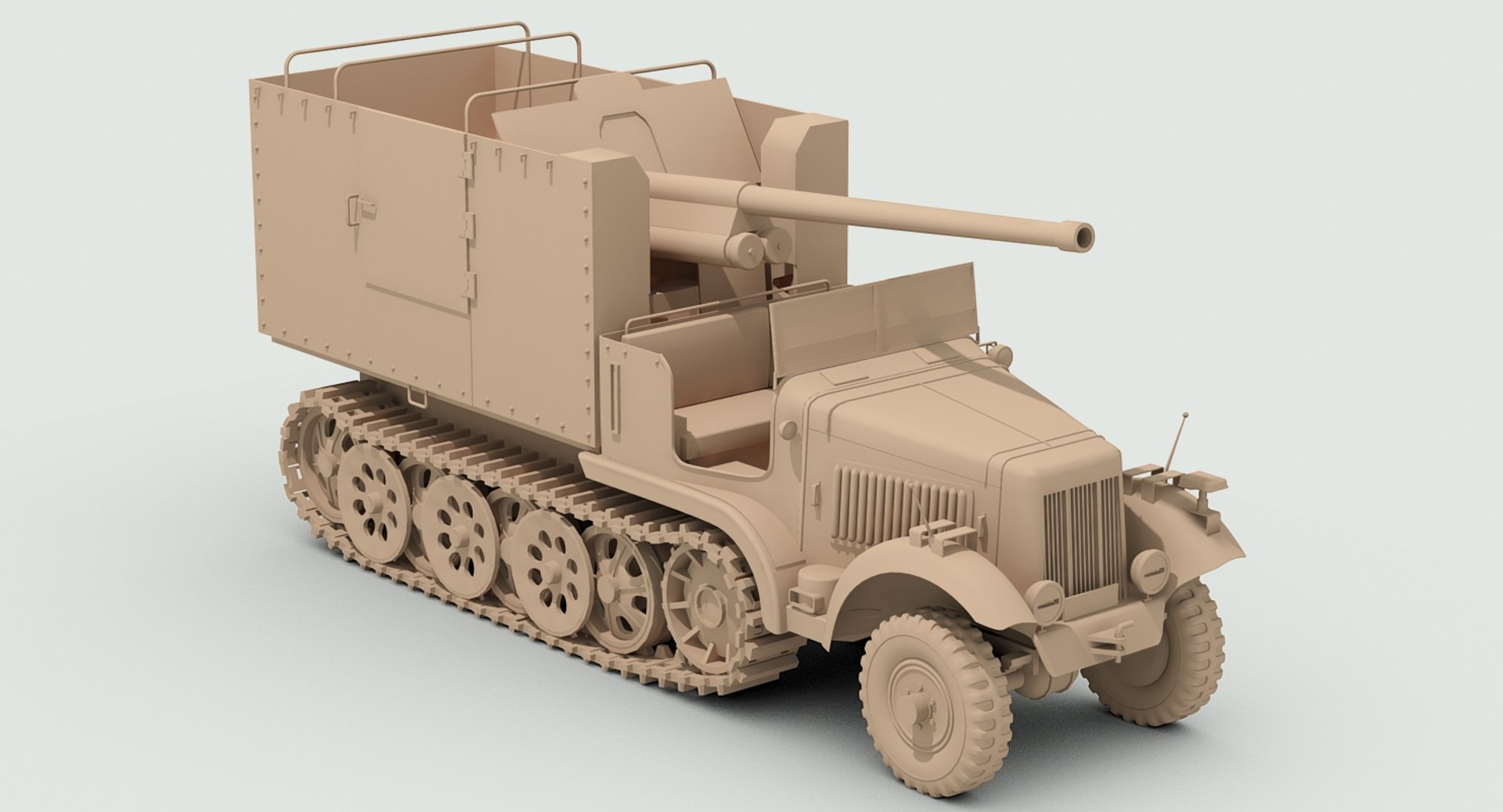 Maquette SDKFZ 6/3 DIANA Avec Canon 7,62cm FK 36 (r) - Imprimée 3D, échelles 1/56 à 1/100, Neuf