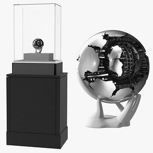 Crystal Globe on Display Stand with Glass Case