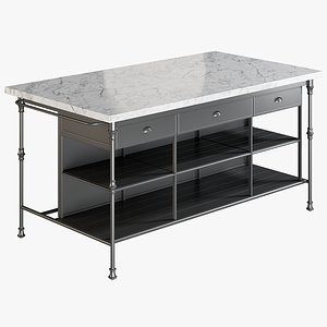 realistic kitchen island black 3D model