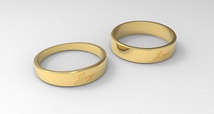 3D Joy Ring Couple Gold