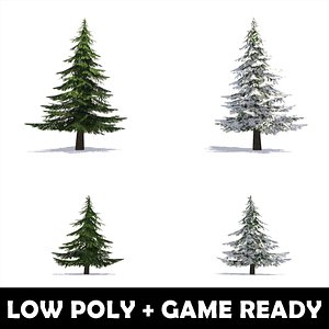 3D Low Poly Game Ready Fir Trees