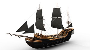Black Pearl Ship 3D model