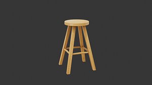 3D Bar Wooden Stool model