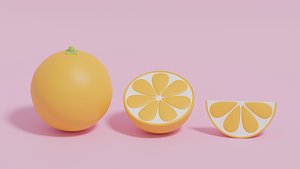 Cartoon Cute Fruit Orange 3D model