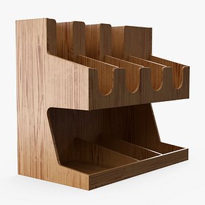 Organizer Dual Level Cup and Condiment Holder Wood 3D model
