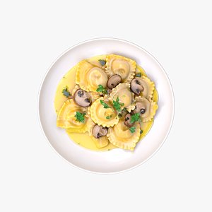 3D Creamy Mushroom Ravioli Pasta