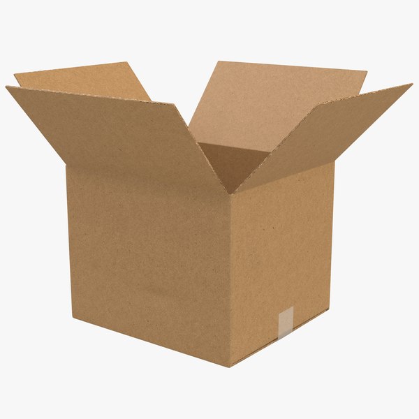 3d open cardboard box