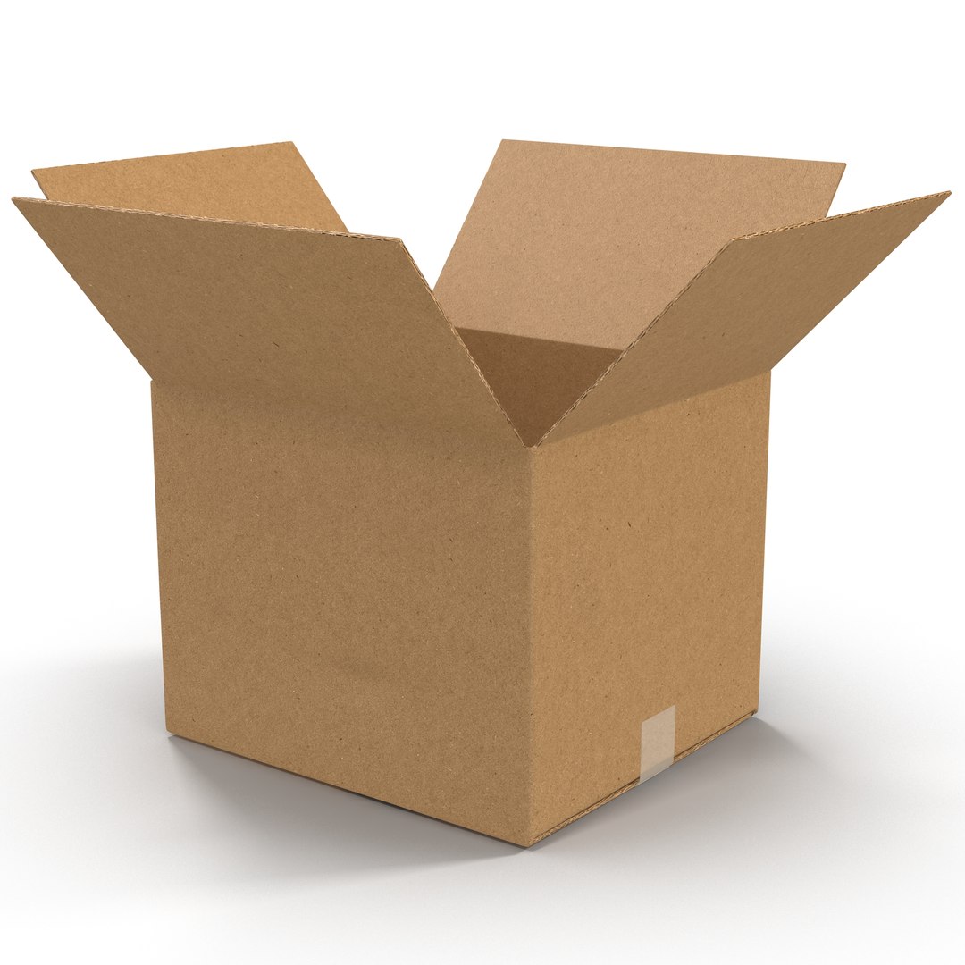 Open Cardboard Box 3D model preview