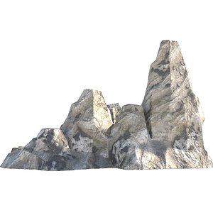 3D grey coral rock cliff model