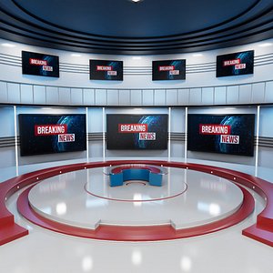 3D Virtual TV News Studio model