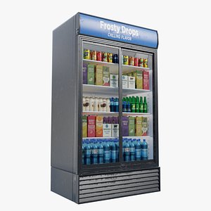 Commercial Double Door Display Fridge  Game Ready PBR 3D