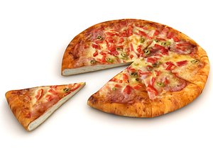 3d model pizza box sliced