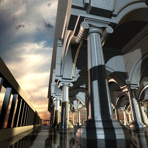 columned terrace 3d model