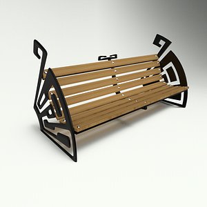 3D park wooden bench