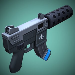 3D model stylized weapon tec 1