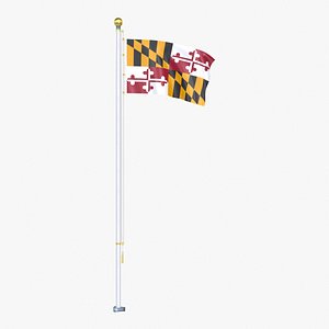 USA States maryland Flag Stand Pole Animated