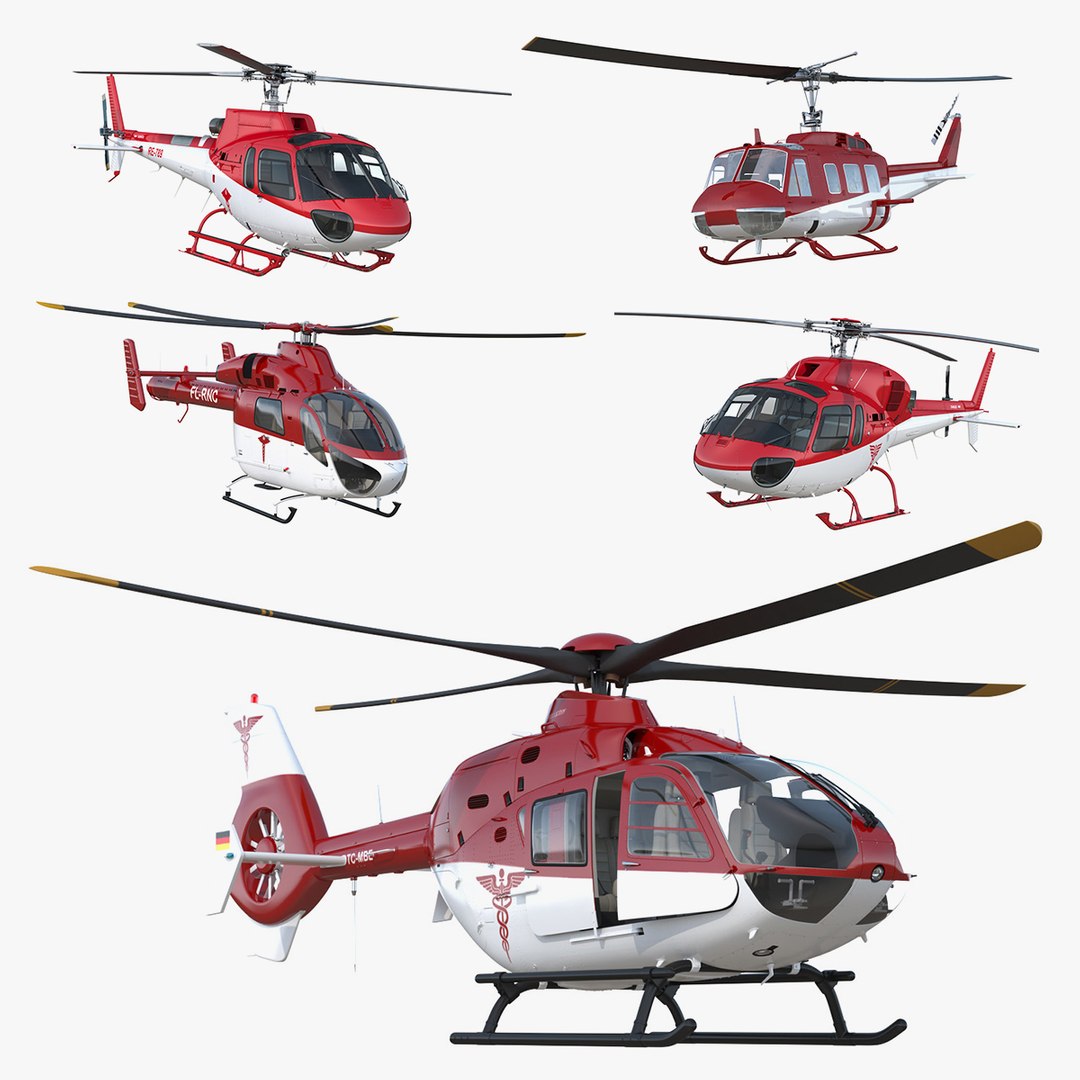 Rigged Air Ambulance Helicopters 3D Models Collection 2