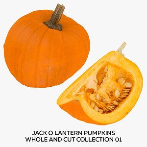 3D Jack o Lantern Pumpkins Whole and Cut Collection 01 - 2 models RAW Scans