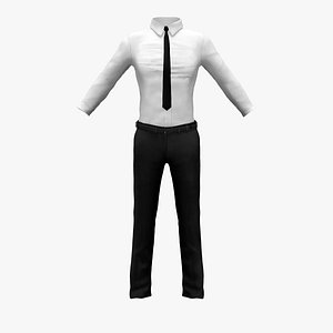 Men Formal Closed Neck Slim Shirt And Trousers 3D model
