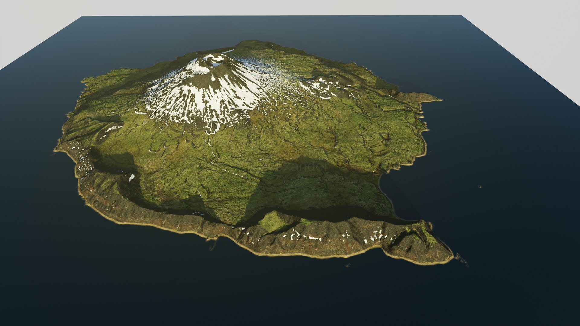 Snowy island volcano PBR landscape model https://p.turbosquid.com/ts-thumb/kI/6HUTMY/Zb/10_wm/jpg/1758102565/1920x1080/fit_q87/db378c44610cfb441677a472f3ef9e58d4a6bb9a/10_wm.jpg