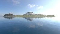 Snowy island volcano PBR landscape