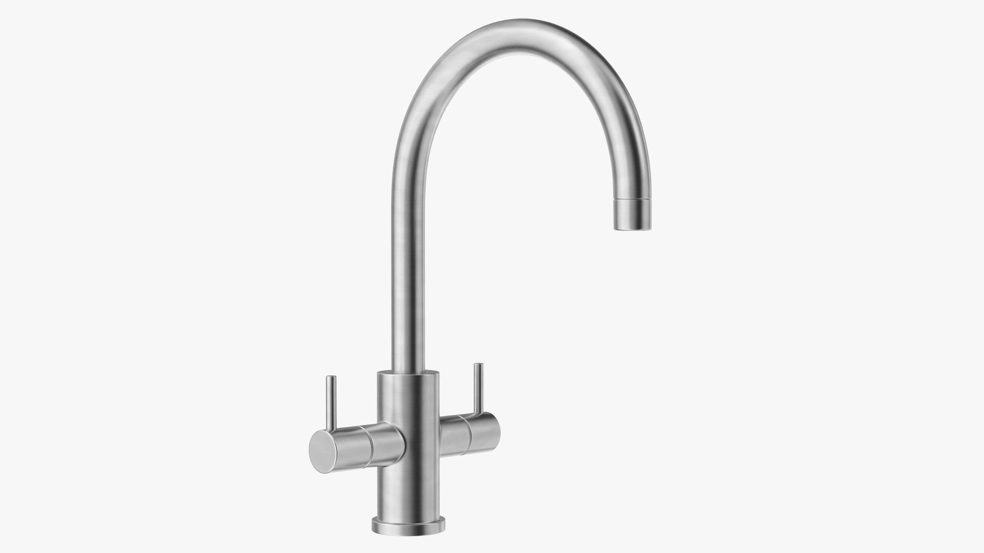 Monobloc Dual Lever Kitchen Mixer Tap 3D model preview